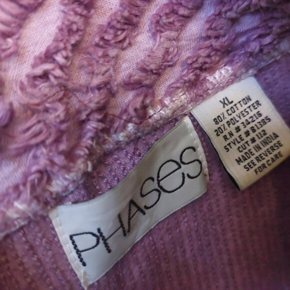 Fab vintage purple ribbed chenille housecoat robe - xl - floor length - Picture 5 of 6